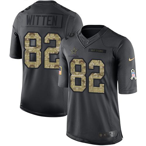 Nike Cowboys #82 Jason Witten Black Men's Stitched NFL Limited 2016 Salute To Service Jersey - Click Image to Close